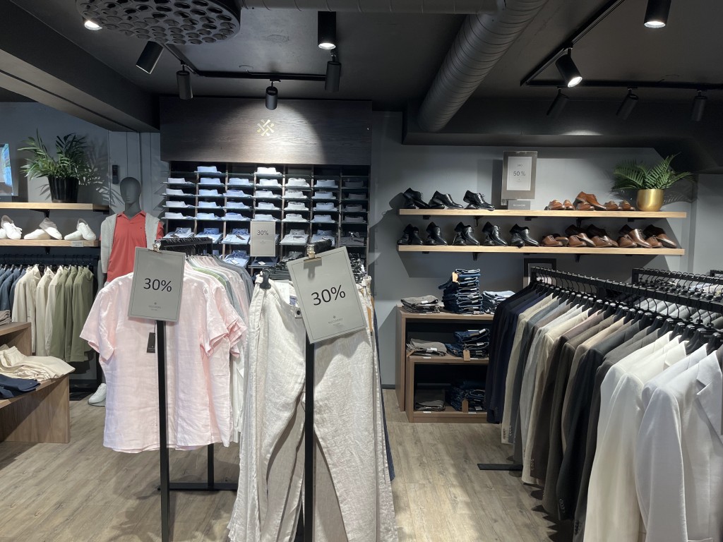 Riccovero herreklærbutikk i Olden viser skjorter, bukser, pensko og dresser – norsk moteforhandler i Nordfjord-regionen